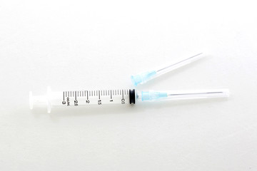 Plastic syringe isolated on white background