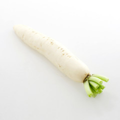 Daikon radishes isolated on white background