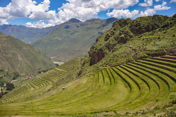 Fototapeta na wymiar Pisac Incas ruins, Sacred Valley, Peru