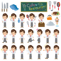 料理洋風男性全身動作／同じシリーズはtoyotoyoポートフォリオ内から「親しみ　デフォルメ」と検索してください