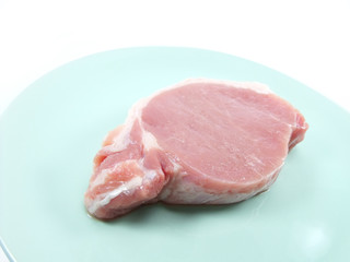 fresh raw meat on green dish background