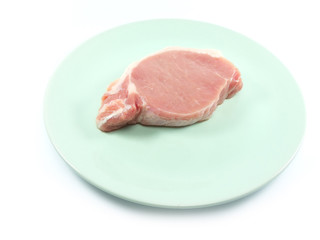 fresh raw meat on green dish background