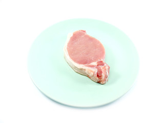 fresh raw meat on green dish background