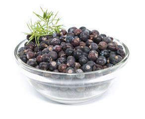 Juniper Berries in a bowl over white