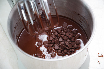 mixing chocolate dough