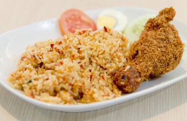 Chilli Fried Rice with fried chicken Thai style