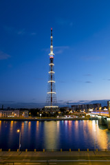 Fototapeta na wymiar The TV Tower of the Leningrad Radiotelevision transmission Cente