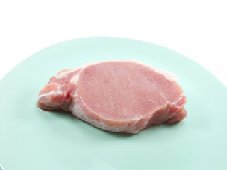 fresh raw meat on green dish background