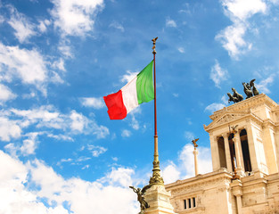 Flag at the monument  to Victor Emmanuel II. Piazza Venezia, Rom
