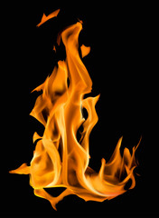 illustration with isolated on black orange fire