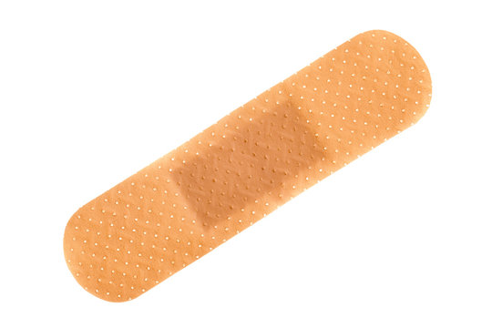 Single plastic adhestive bandage on white background