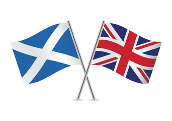 British and Scottish flags. Vector illustration.