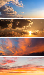 Collection of backgrounds with sunset sky.