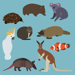 Flat design animals of Australia