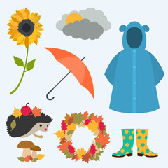 Fototapeta premium Flat design autumn set