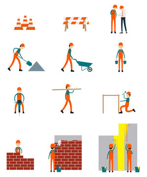 Construction workers character business teamwork vector