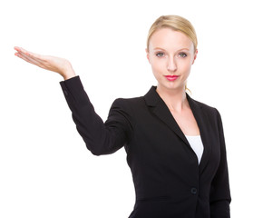 Businesswoman with hand show with blank sign