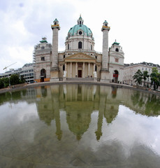 Fototapeta na wymiar church in KARLSPLATZ in Vienna Austria