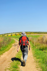 Lonely pilgrim, Camino de Santiago, Spain