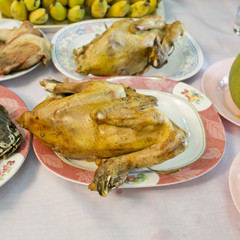 boiled chicken for make a sacrifice to gods (among the Chinese)