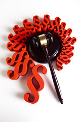 Wooden gavel barrister, justice concept, paragraph