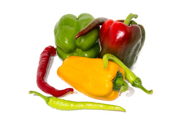 Colored Fresh paprika and hot pepper