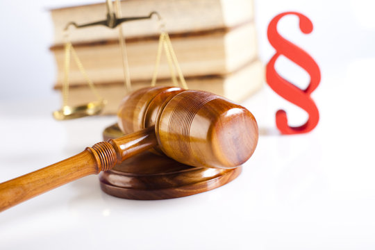 Paragraph, law theme, mallet of judge, wooden gavel