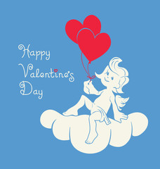 silhouette of loughint cupid with bow and arrow