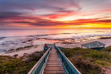 Papier Peint photo Lavable Australie coucher de soleil sur la belle plage