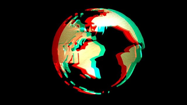 Digital animation of a rotating Earth Globe, stereoscopic