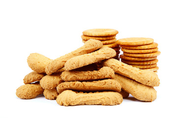 Fototapeta na wymiar Stack of cracker biscuits on a white background.