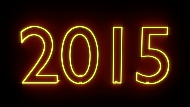 3d rendered New Year sign 2015 as neon lamp