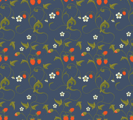 Seamless patterns with strawberries
