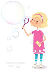 Girl with soap bubbles