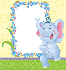 Children frame with elephant