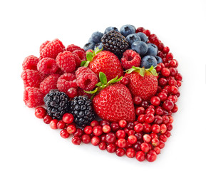 heart shape of fresh berries