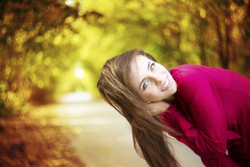 Fototapeta premium Autumn beauty woman portrait