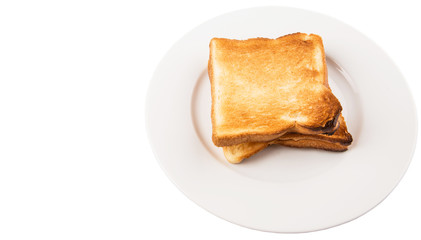Bread toast over white background 