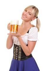 Young attractive woman holding a beer