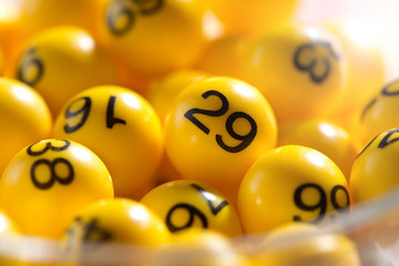 Background of yellow balls with bingo numbers