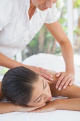 Fototapeta na wymiar Beautiful brunette enjoying a massage