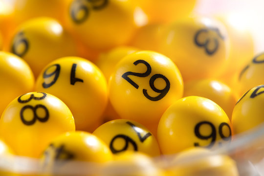 Background Of Yellow Balls With Bingo Numbers