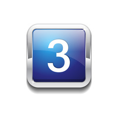 3 Number Rounded Corner Vector Blue Web Icon Button