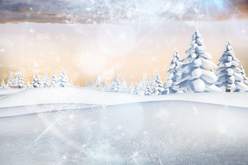 Fototapeta na wymiar Snowy landscape with fir trees