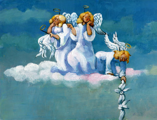 escape of an angel humorous illustration allegory of different personality