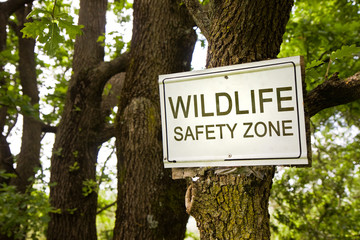 Sign indicating in the countryside - wildlife safety zone