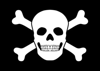 Piratenflagge, Freibeuter, Totenkopf, Knochen, schwarz