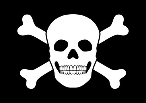Piratenflagge, Freibeuter, Totenkopf, Knochen, schwarz