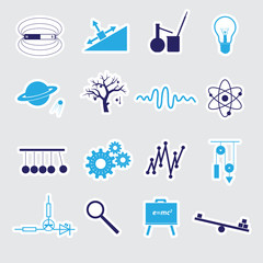 physics stickers set eps10