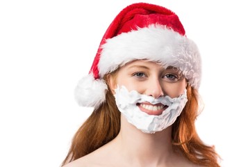 Fototapeta na wymiar Festive redhead in foam beard